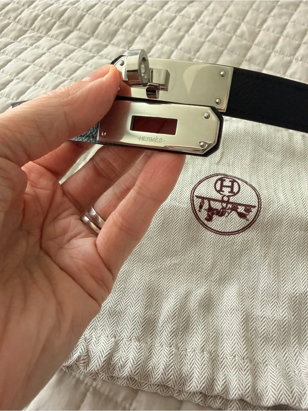 Black Women's Leather Belt with Palladium Hardware